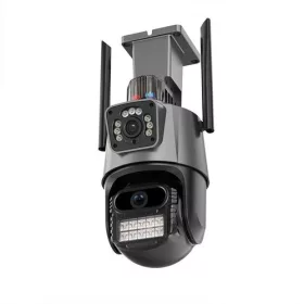   Titan 360' 8MP 4K WiFi PTZ kültéri biztonsági kamera V1 – iCSee, éjjellátás, mozgáskövetés, IP66- szürke-fekete