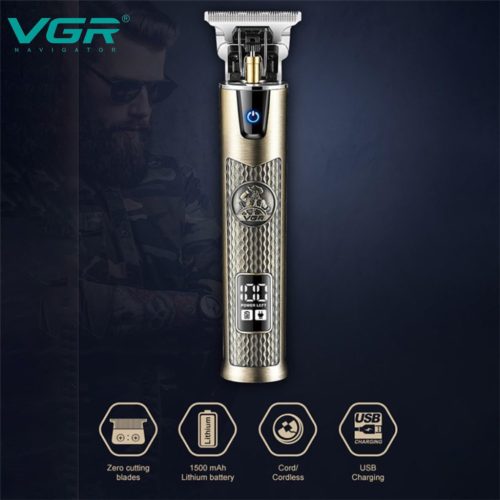 VGR V-983 Professzionális zezeték nélküli hajvágó és kontúrvágó – T-pengével, 0 mm vágás, 1500 mAh akkumulátor, 200 perc üzemidő