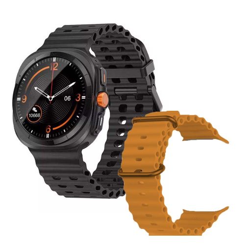 A25 Ultra Okosóra fekete dial -  narancssárga,fekete szilikon szíjjal