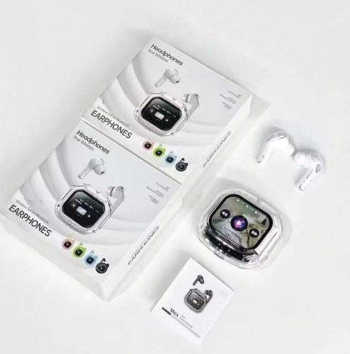 AirMaximo – Fekete vezeték nélküli fülhallgató, kijelzős töltőtokkal