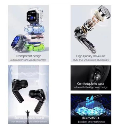 AirMaximo – Fehér vezeték nélküli fülhallgató, kijelzős töltőtokkal