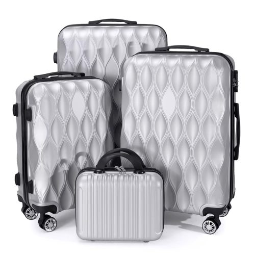 Prémium 4 részes ezüst színű bőröndszett – könnyű, tartós és stílusos utazáshoz