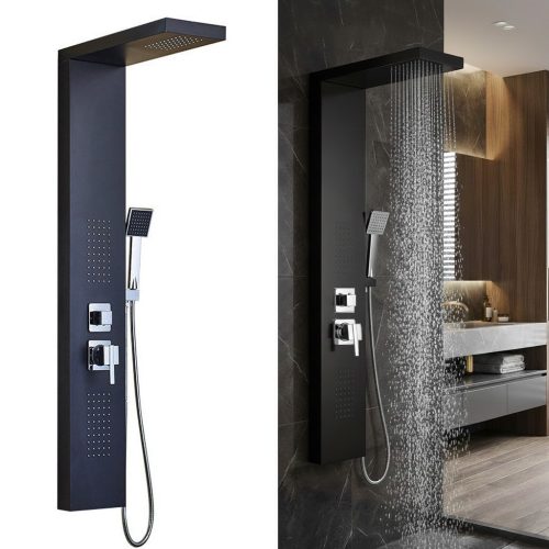 Modern falra szerelhető hidromasszázs zuhanyrendszer - fekete