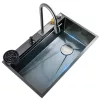 Multifunkciós konyhai mosogató, 68x45 cm - Beépített poháröblítővel, 360°-ban forgatható, kihúzható csaptelep vízesés funkcióval
