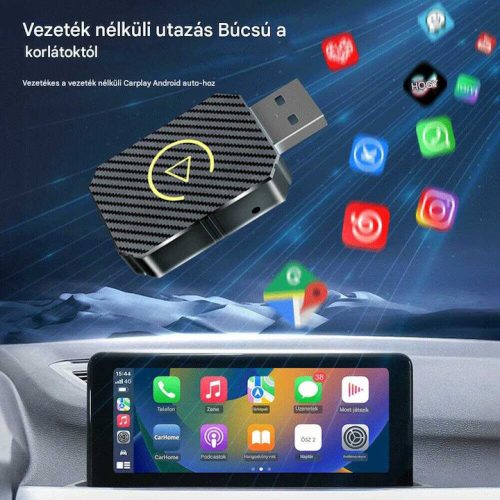 Vezeték Nélküli Autós Kapcsolat CarPlay & AndroidAuto alapú fejegységekhez, Bluetooth USB Adapter