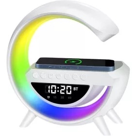   Mini Multimédiás bluetooth hangszoró, vezeték nélküli töltőpad, ébreszőóra, RGB LED LÁMPA
