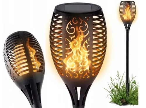 Napelemes Lámpa fáklya LED lámpa 78 cm beszúrható kerti oszlop