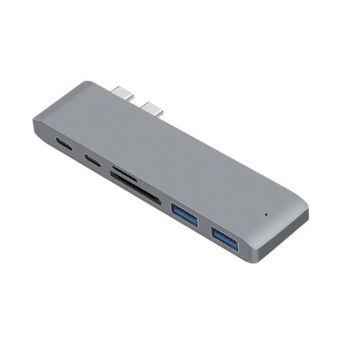 USB elosztó HUB MacBook- szürke színben, Type-C, USB 3.0, SD, Micro SD, TF