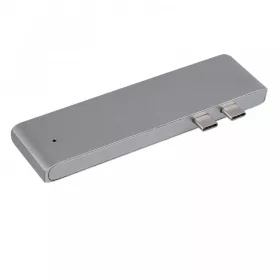   USB elosztó HUB MacBook- szürke színben, Type-C, USB 3.0, SD, Micro SD, TF
