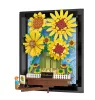 Van Gogh Napraforgók – 3D Építőjáték Festmény (Képkerettel) | Művészeti Modell Dekoráció - 1277darabos