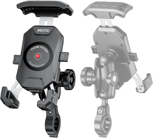 iMESTOU lopásbiztos motoros telefontartó – alumínium, 1" golyós rögzítéssel