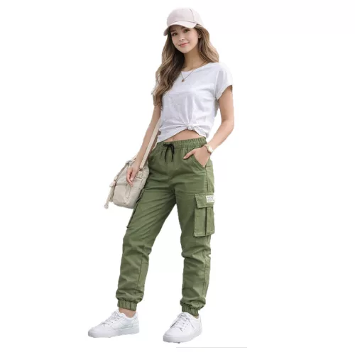 NATUST unisex cargo nadrág – pamut szabadidőnadrág gumis derékkal - (170–176 cm)
