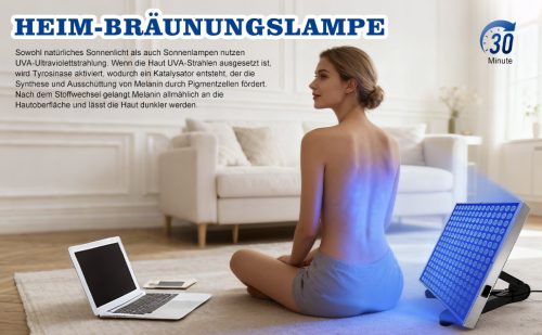 Funthy Hordozható Szolárium Lámpa – Állítható UV Barnító Lámpa Arcra és Testre, 45W