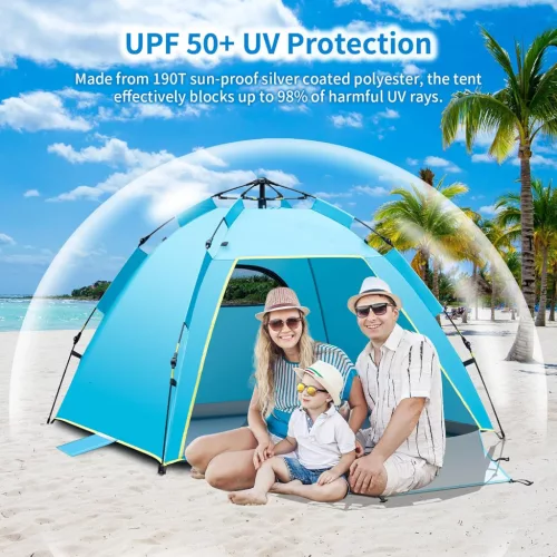 Cflity Pop Up Strand Sátor – 1-2 személyes, automata, UV50+ védelemmel 160 × 140 × 120 cm