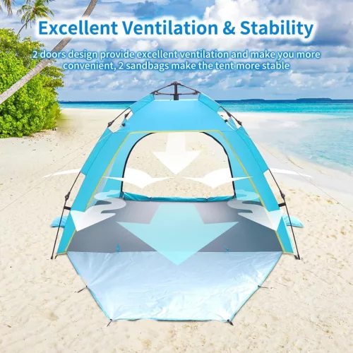 Cflity Pop Up Strand Sátor – 1-2 személyes, automata, UV50+ védelemmel 160 × 140 × 120 cm