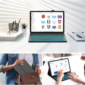   Prémium Bluetooth Billentyűzetes Tok Xiaomi Redmi Pad SE kompatibilis  11" (2023) Tablethez – Trackpaddal, Háttérvilágítással