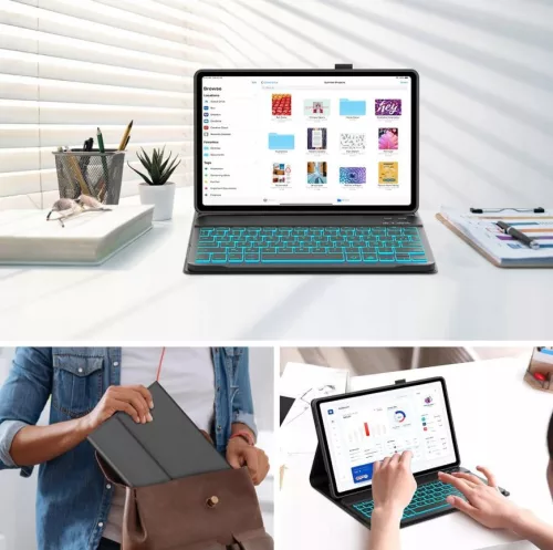 Prémium Bluetooth Billentyűzetes Tok Xiaomi Redmi Pad SE kompatibilis  11" (2023) Tablethez – Trackpaddal, Háttérvilágítással