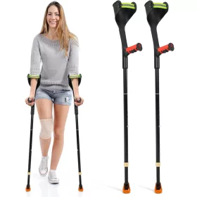   ELorgzem Összecsukható Alkartámaszos Mankó Szett – 2 db, Állítható Magasságú, Ergonomikus Kialakítás,Szürke markolat