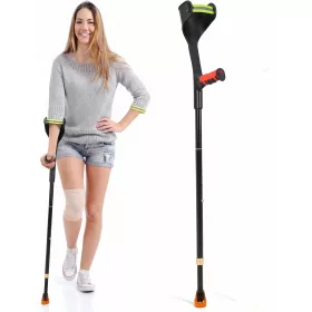    ELorgzem Összecsukható Alkartámaszos Mankó Szett – 1 db, Állítható Magasságú, Ergonomikus Kialakítás,Szürke markolat