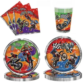   20 fős Motocross Dirt Bike születésnapi party dekorációs szett – komplett bulikellék csomag motorcross rajongóknak