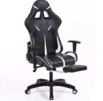 Sintact Gamer szék Fehér-Fekete lábtartóval