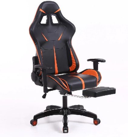 Sintact Gamer szék Narancs-Fekete lábtartóval