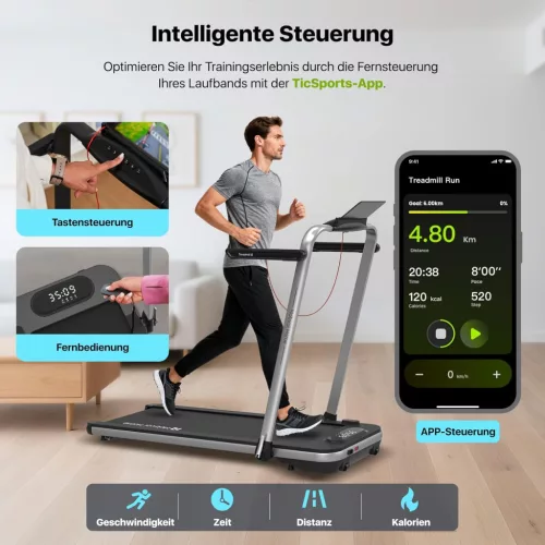 Mobvoi Home Treadmill SE 3 az 1-ben összecsukható futópad – 12 km/h, 2,5 LE, Bluetooth, TicSports alkalmazás