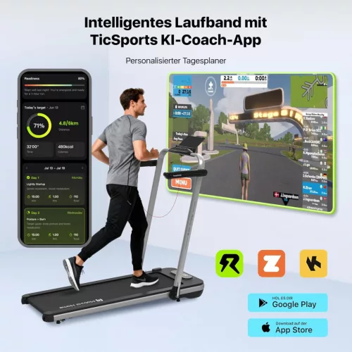 Mobvoi Home Treadmill SE 3 az 1-ben összecsukható futópad – 12 km/h, 2,5 LE, Bluetooth, TicSports alkalmazás
