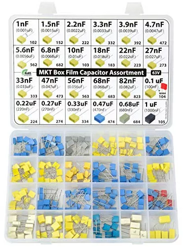 3pdt MKT PET fóliakondenzátor készlet – 235 db, 24 érték, 63 V