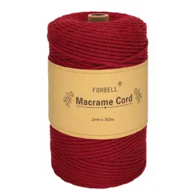   Forbell Bordó makraméfonal kreatív kézműves munkákhoz, 2 mm × 300 m