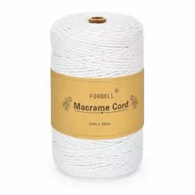  Forbell fehér makraméfonal kreatív kézműves munkákhoz, 2 mm × 300 m