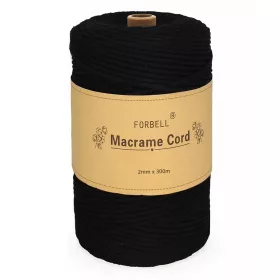   Forbell fekete makraméfonal kreatív kézműves munkákhoz, 2 mm × 300 m