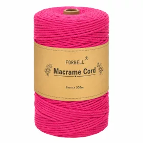   Forbell pink makraméfonal kreatív kézműves munkákhoz, 2 mm × 300 m