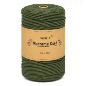   Forbell khaki makraméfonal kreatív kézműves munkákhoz, 2 mm × 300 m