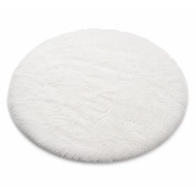 Fluffy fehér műszőrme szőnyeg, Ø 85 cm, kör alakú