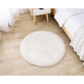 Fluffy fehér műszőrme szőnyeg, Ø 85 cm, kör alakú
