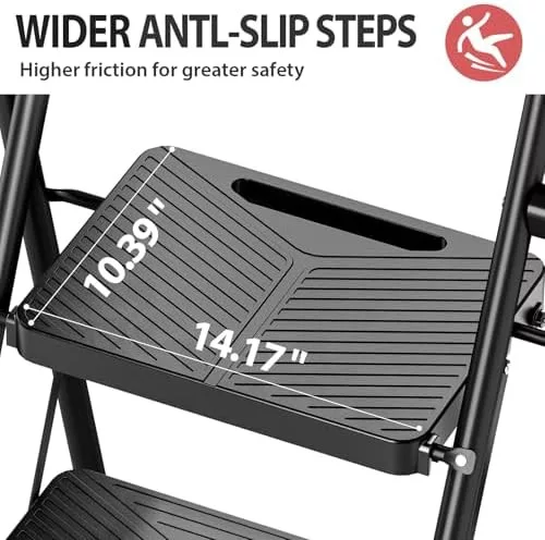 KINGRACK 2 fokos összecsukható létra, fekete, biztonsági retesszel