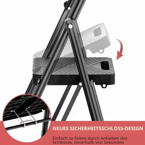 KINGRACK 2 fokos összecsukható létra, fekete, biztonsági retesszel
