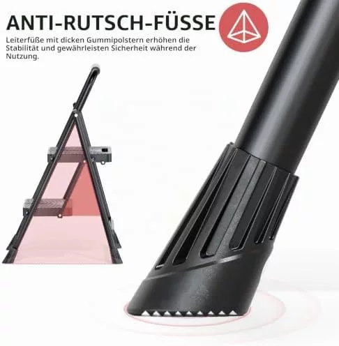 KINGRACK 2 fokos összecsukható létra, fekete, biztonsági retesszel