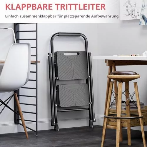 KINGRACK 2 fokos összecsukható létra, fekete, biztonsági retesszel