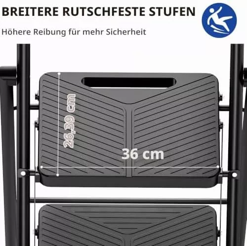 KINGRACK 3 fokos összecsukható létra, fekete, biztonsági retesszel