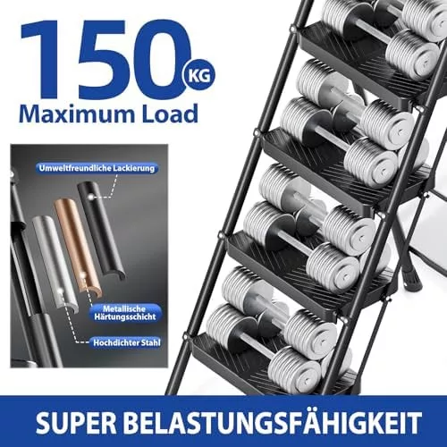 KINGRACK 4 fokos összecsukható létra, fekete, biztonsági retesszel