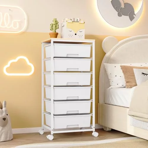 KINGRACK gurulós tárolókocsi 6 fiókkal, fehér