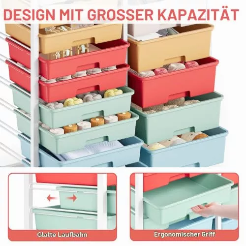KINGRACK gurulós tárolókocsi 14 fiókkal, színes
