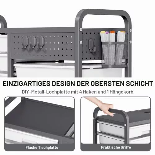 KINGRACK gurulós tárolókocsi 14 fiókkal, szürke