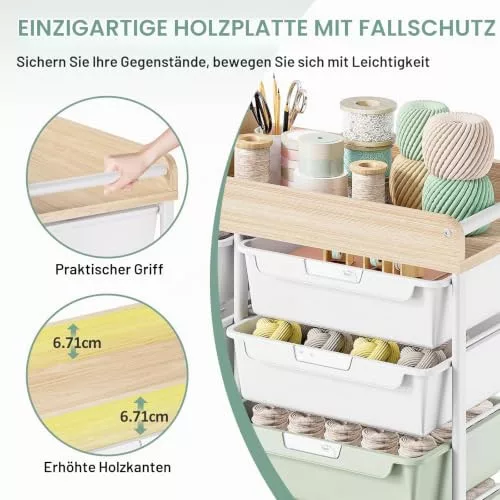 KINGRACK gurulós tárolókocsi 10 fiókkal, zöld