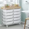 KINGRACK gurulós tárolókocsi 10 fiókkal, fehér