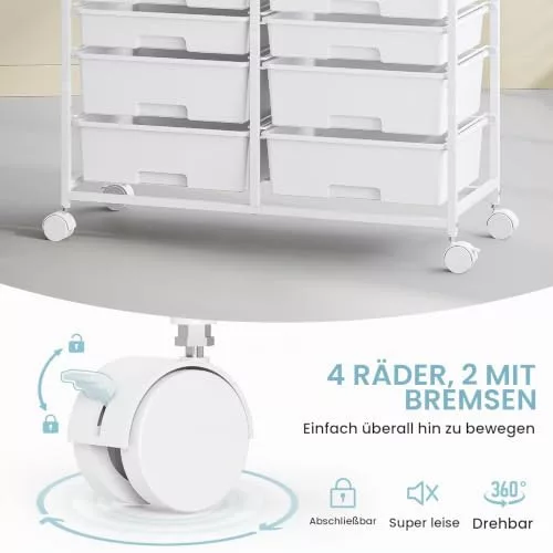 KINGRACK gurulós tárolókocsi 12 fiókkal, fehér