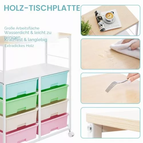 KINGRACK gurulós tárolókocsi 8 fiókkal, színes
