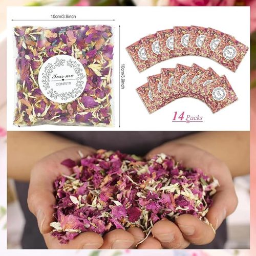 14 csomagos szárított rózsaszirom konfetti – Piros